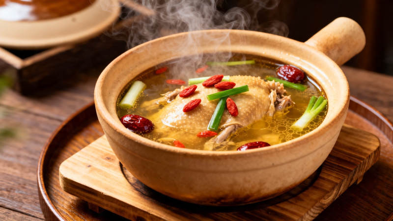 热气腾腾的养生鸡汤图片