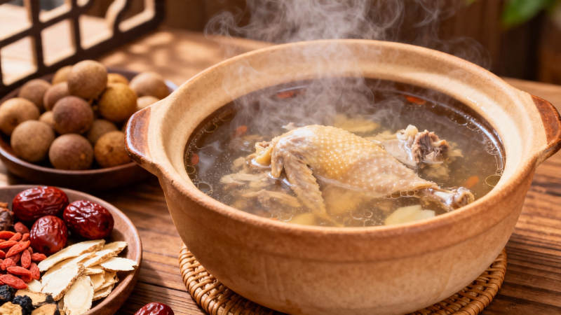 热气腾腾的养生鸡汤煲图片