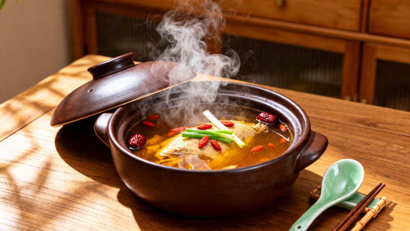 热气腾腾的养生炖汤图片