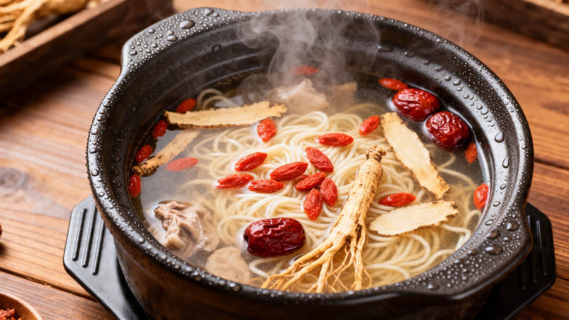 人参红枣鸡汤面图片