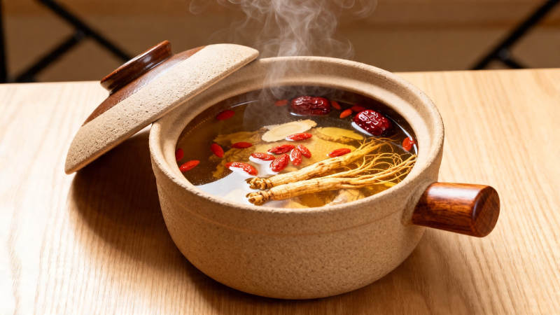 热气腾腾的养生药膳汤图片