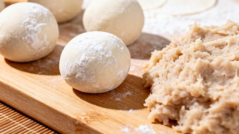 面团与馅料 包饺子的准备图片