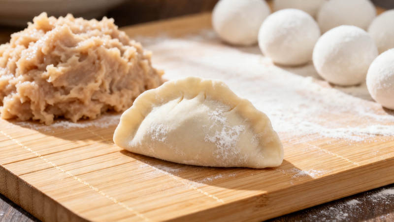 饺子制作过程特写图片