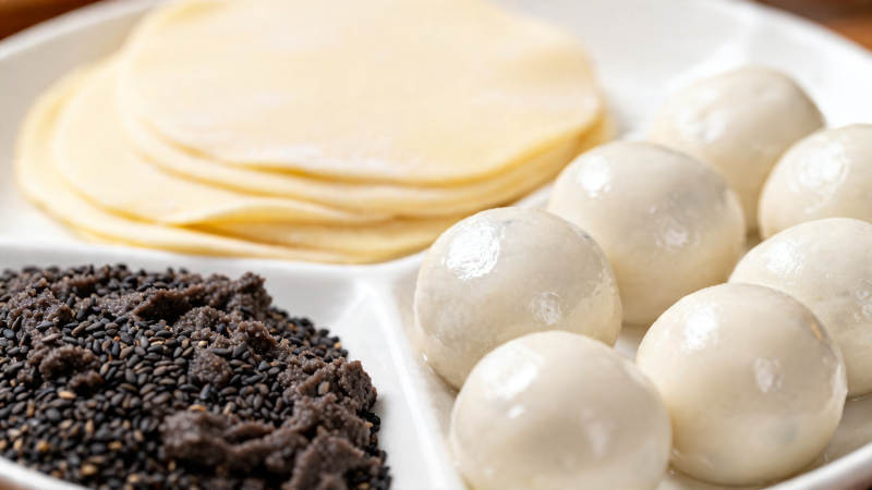 汤圆 饺子皮 芝麻馅图片