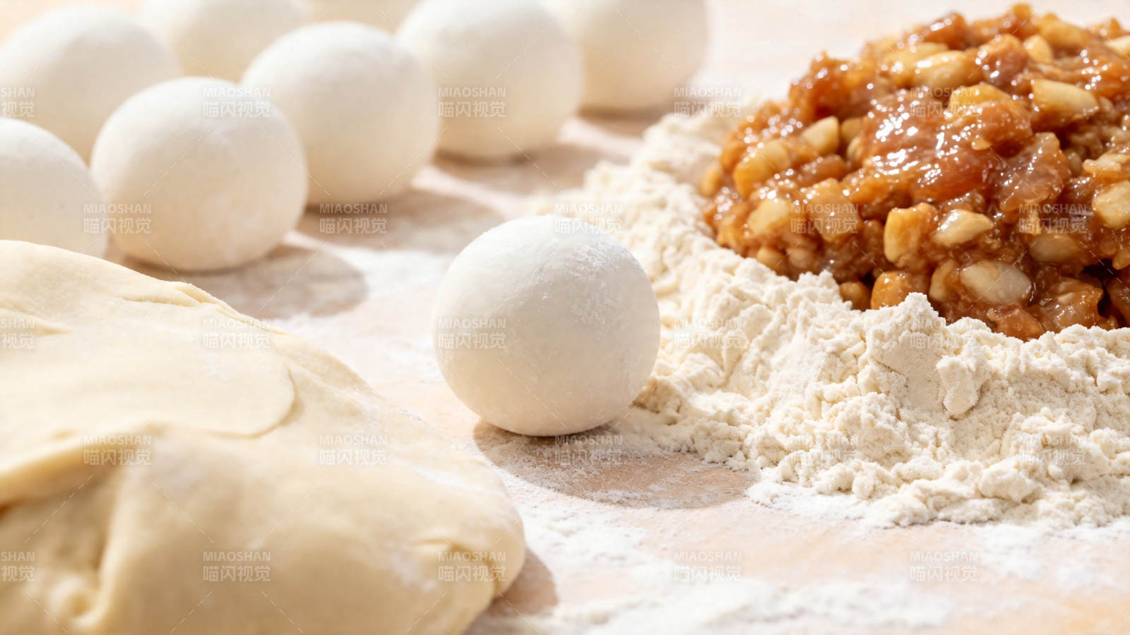 面团与馅料 准备包饺子图片