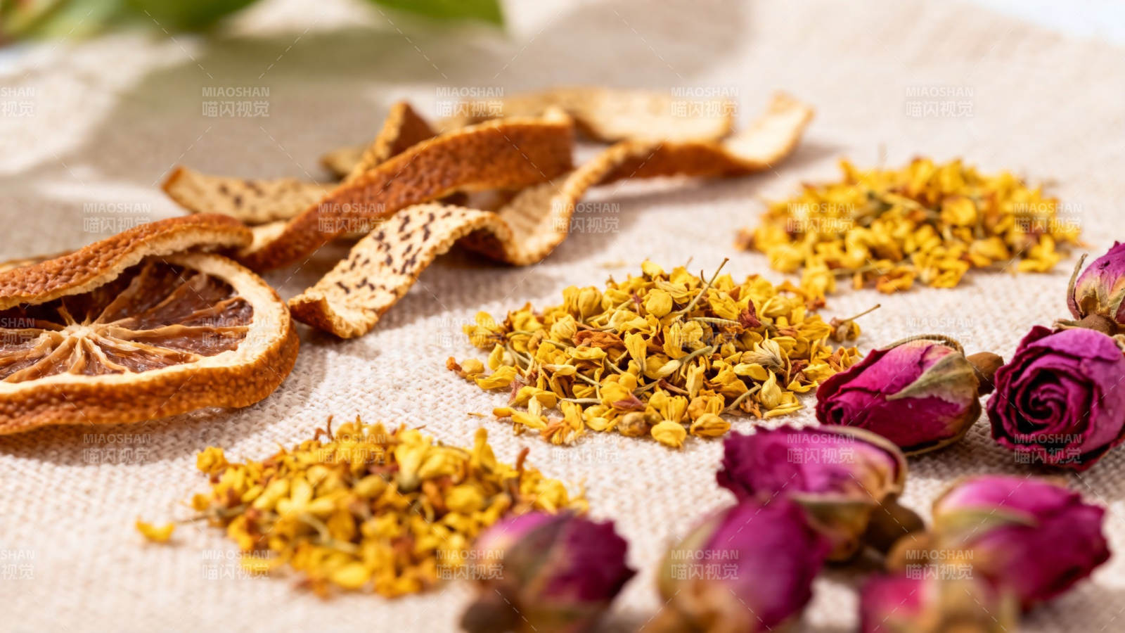 花果茶原料 陈皮桂花玫瑰图片