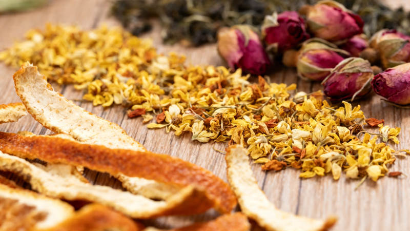 花草茶原料 陈皮桂花玫瑰图片