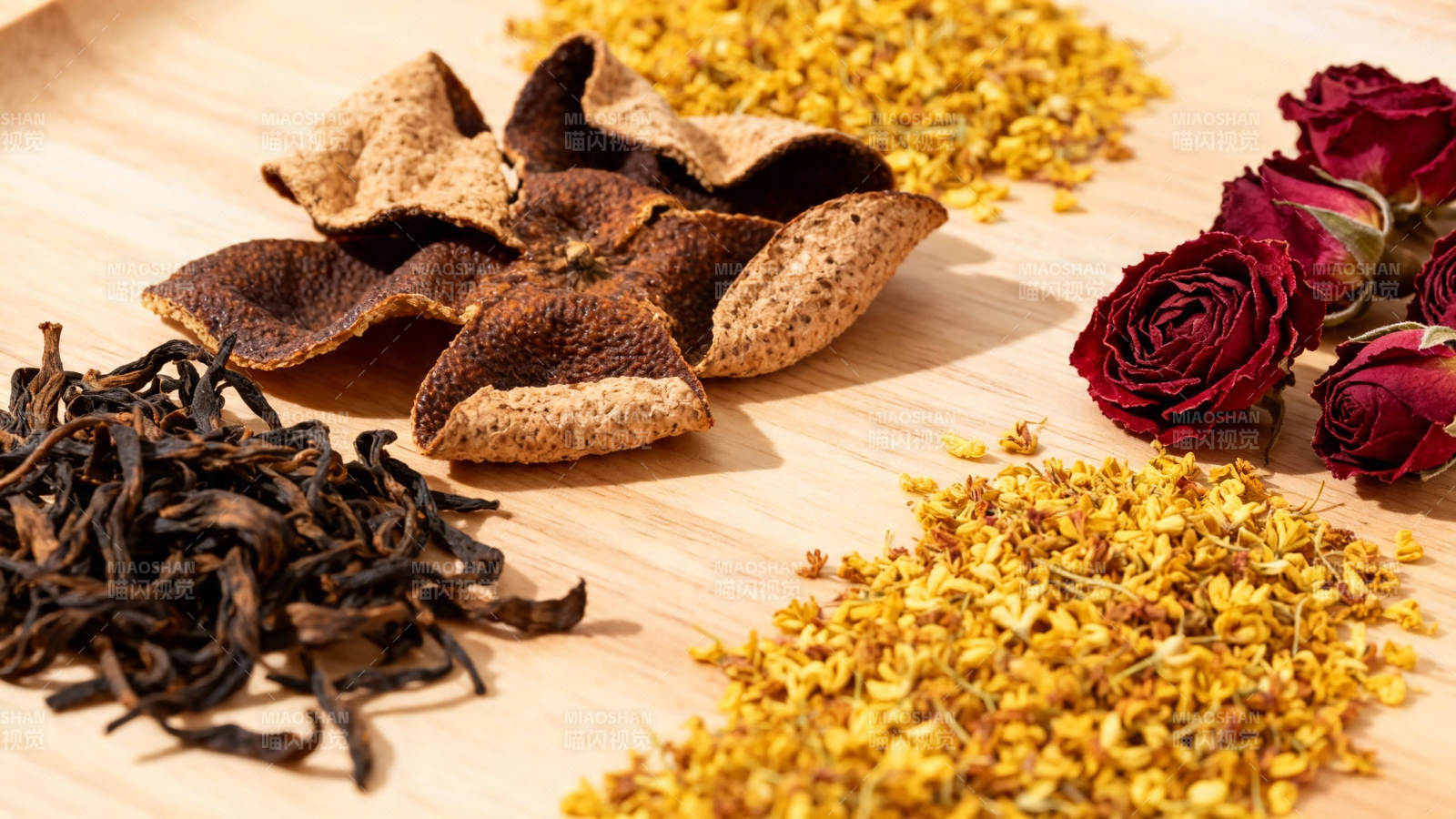 花草茶料 陈皮玫瑰桂花乌龙图片