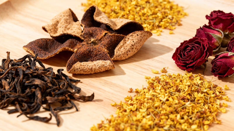 花草茶料 陈皮玫瑰桂花乌龙图片