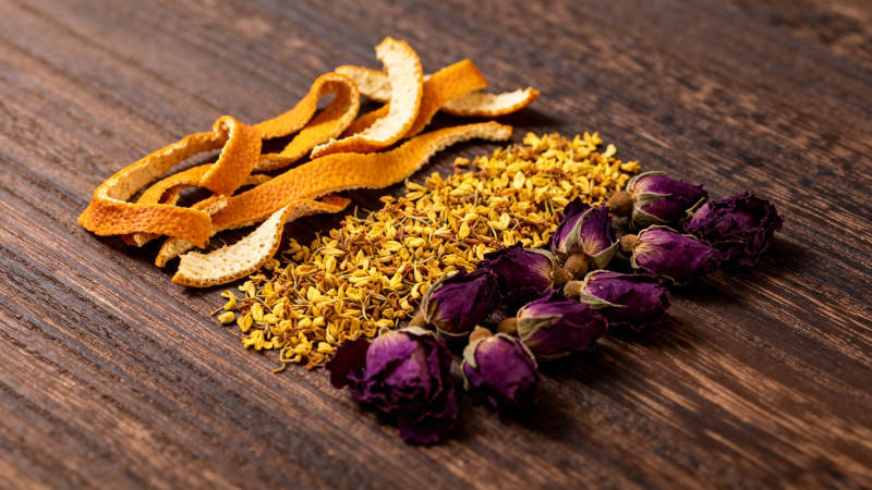 陈皮桂花玫瑰茶原料图片