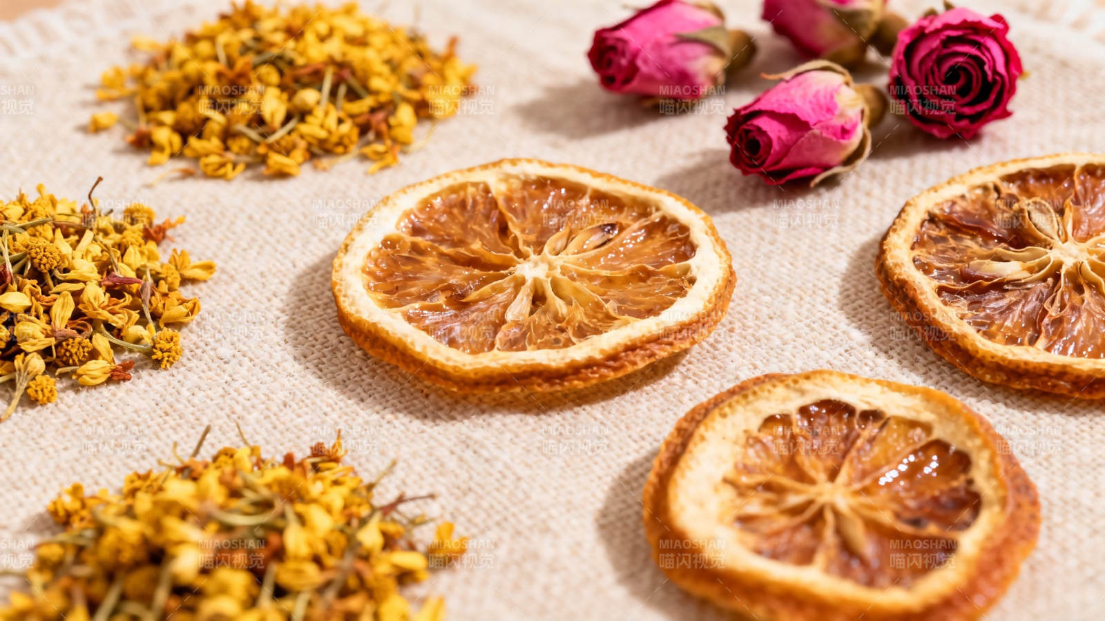 干花橙片静物图图片