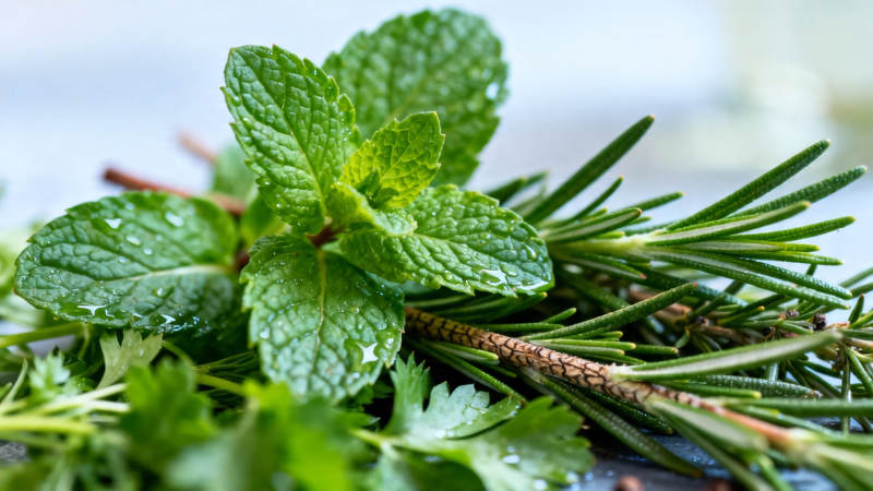 新鲜香草 薄荷与迷迭香图片