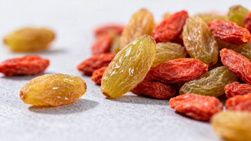 红黄葡萄干特写图片