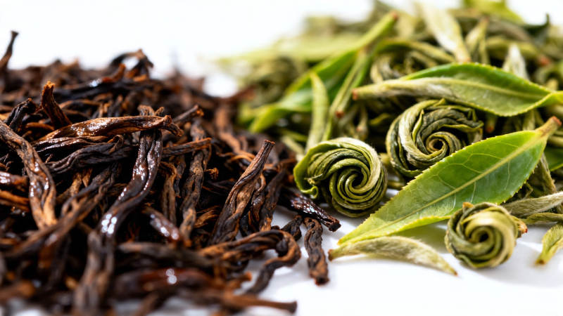 红茶与绿茶对比图图片