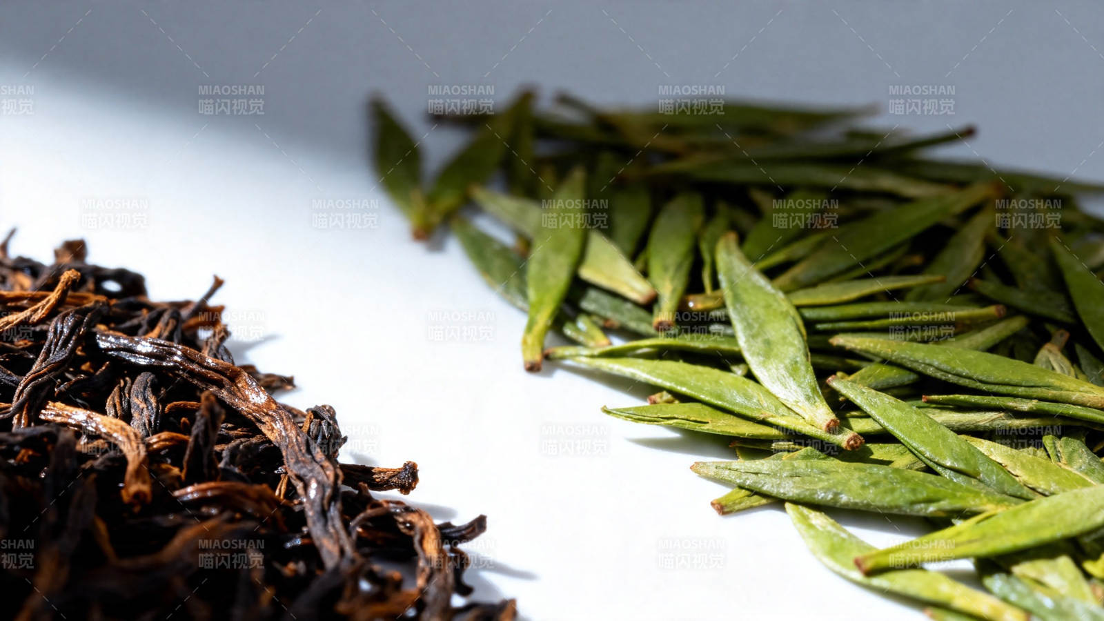 绿茶与红茶对比图图片