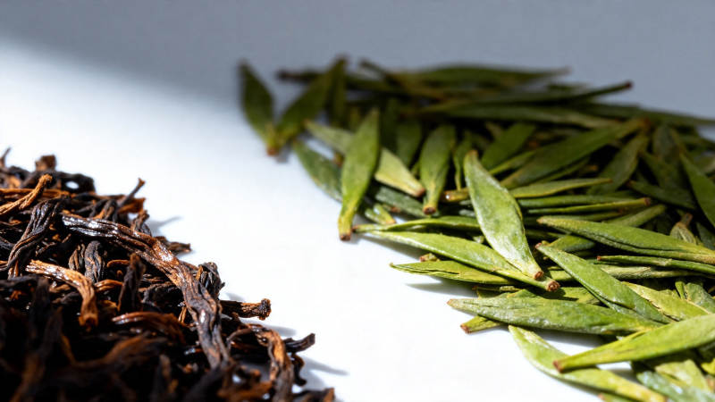 绿茶与红茶对比图图片