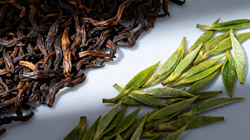 红绿茶叶对比图图片