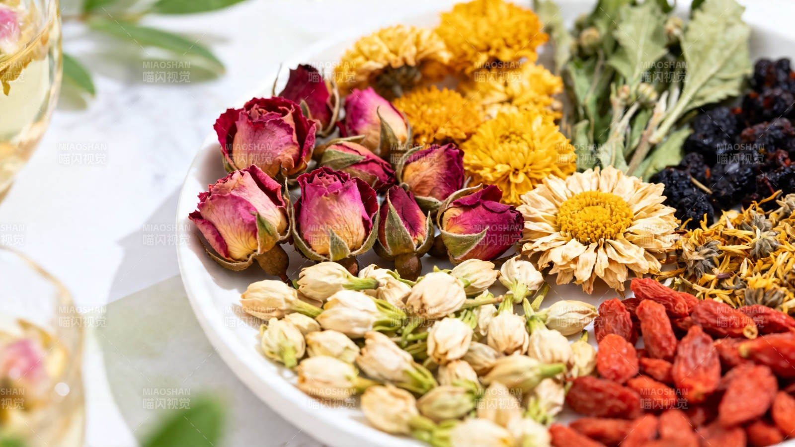 养生花草茶原料拼盘图片