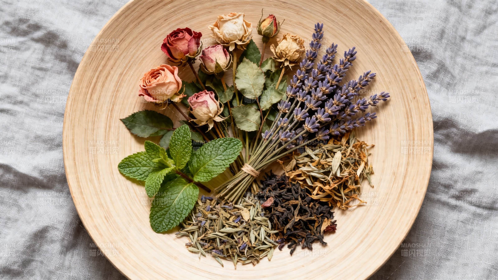 干花香草茶料盘图片