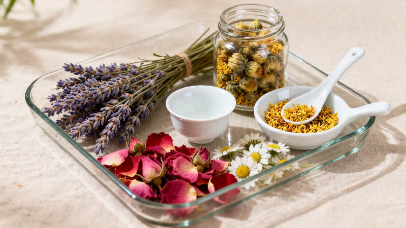 花草茶原料静物摆拍图片