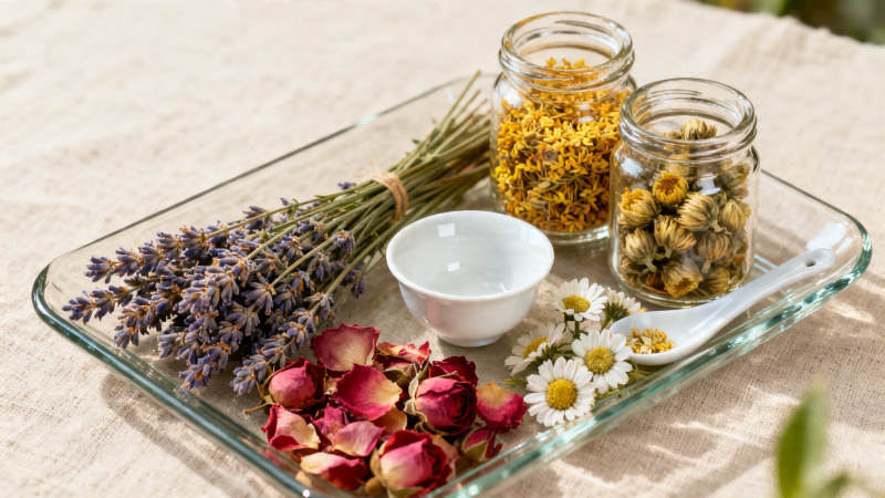 花草茶原料静物摆拍图片