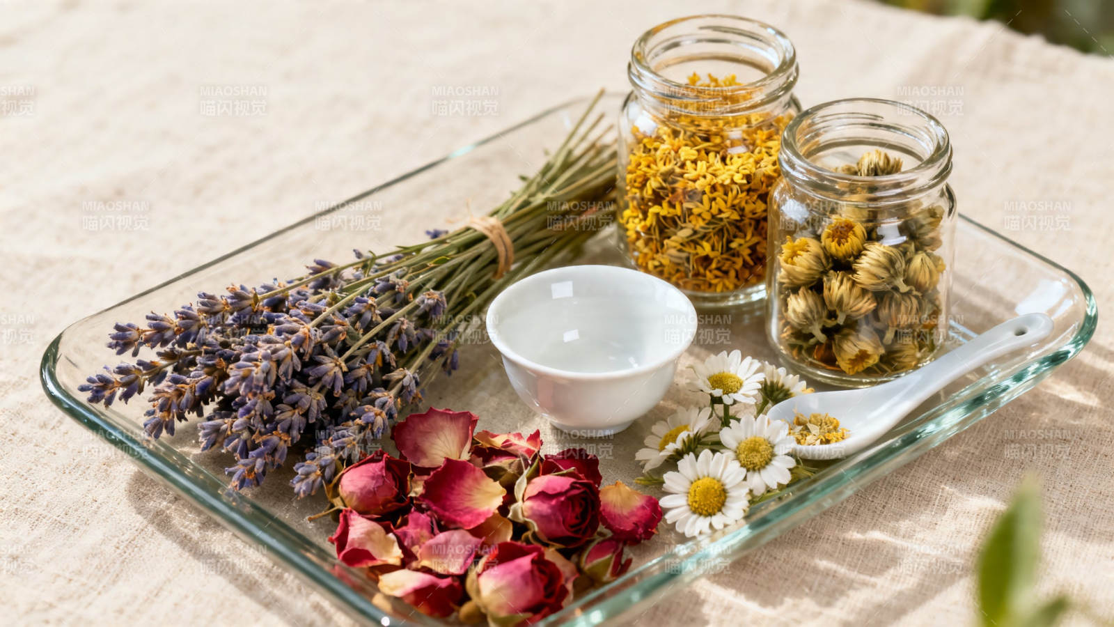 花草茶原料静物摆拍图片