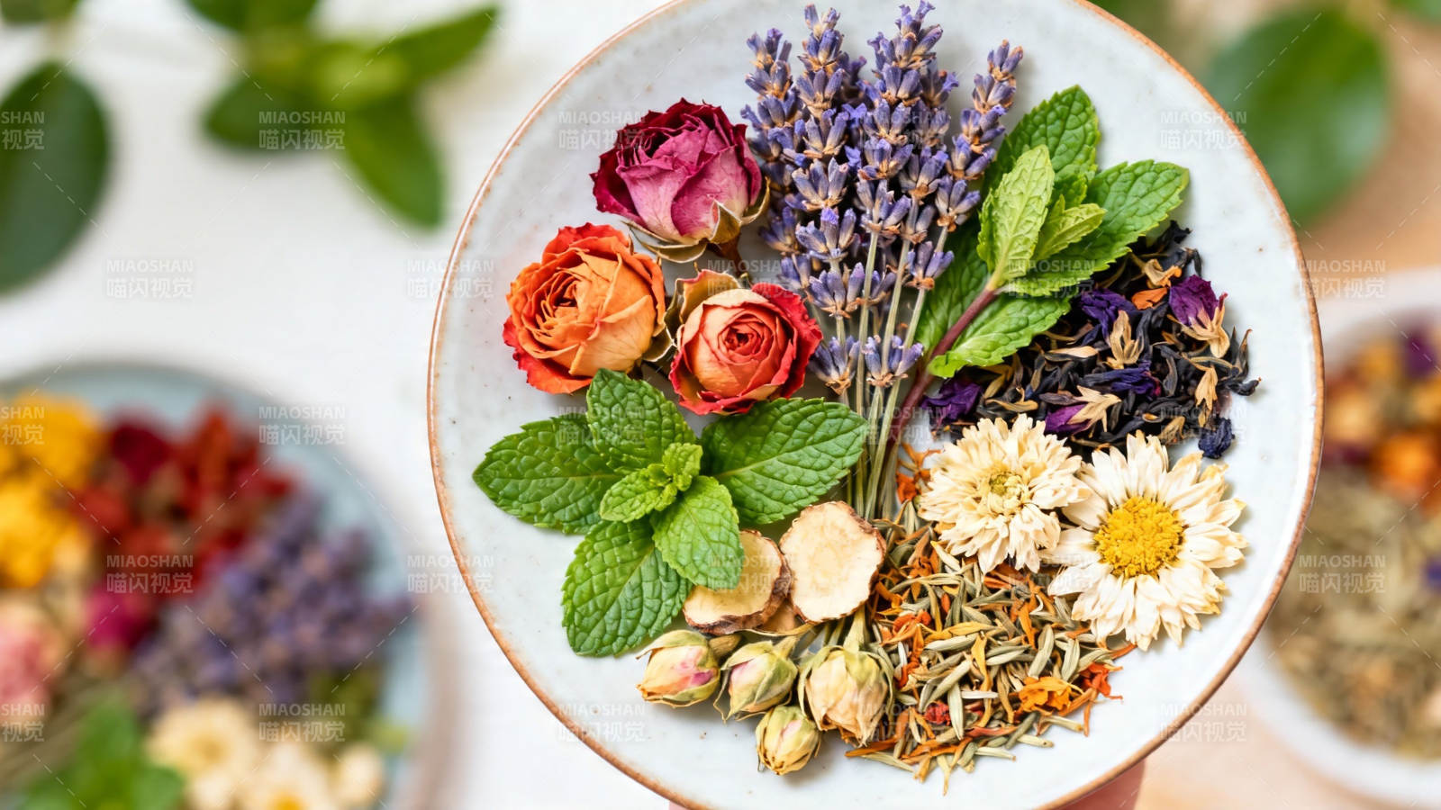 花草茶原料精选盘图片