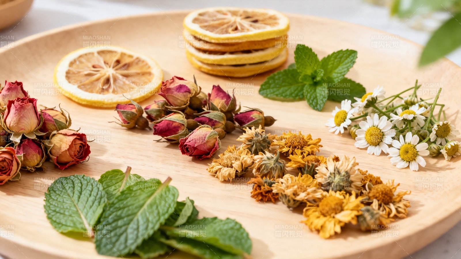 花草茶原料 柠檬玫瑰菊薄荷图片