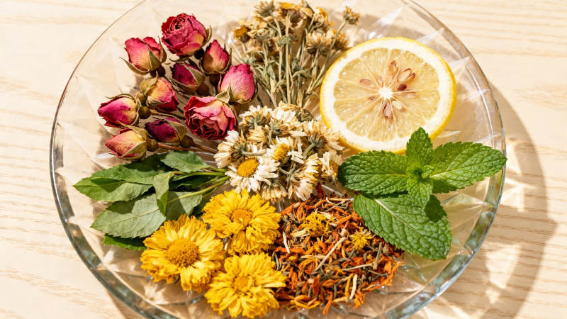 花草茶原料拼盘图片