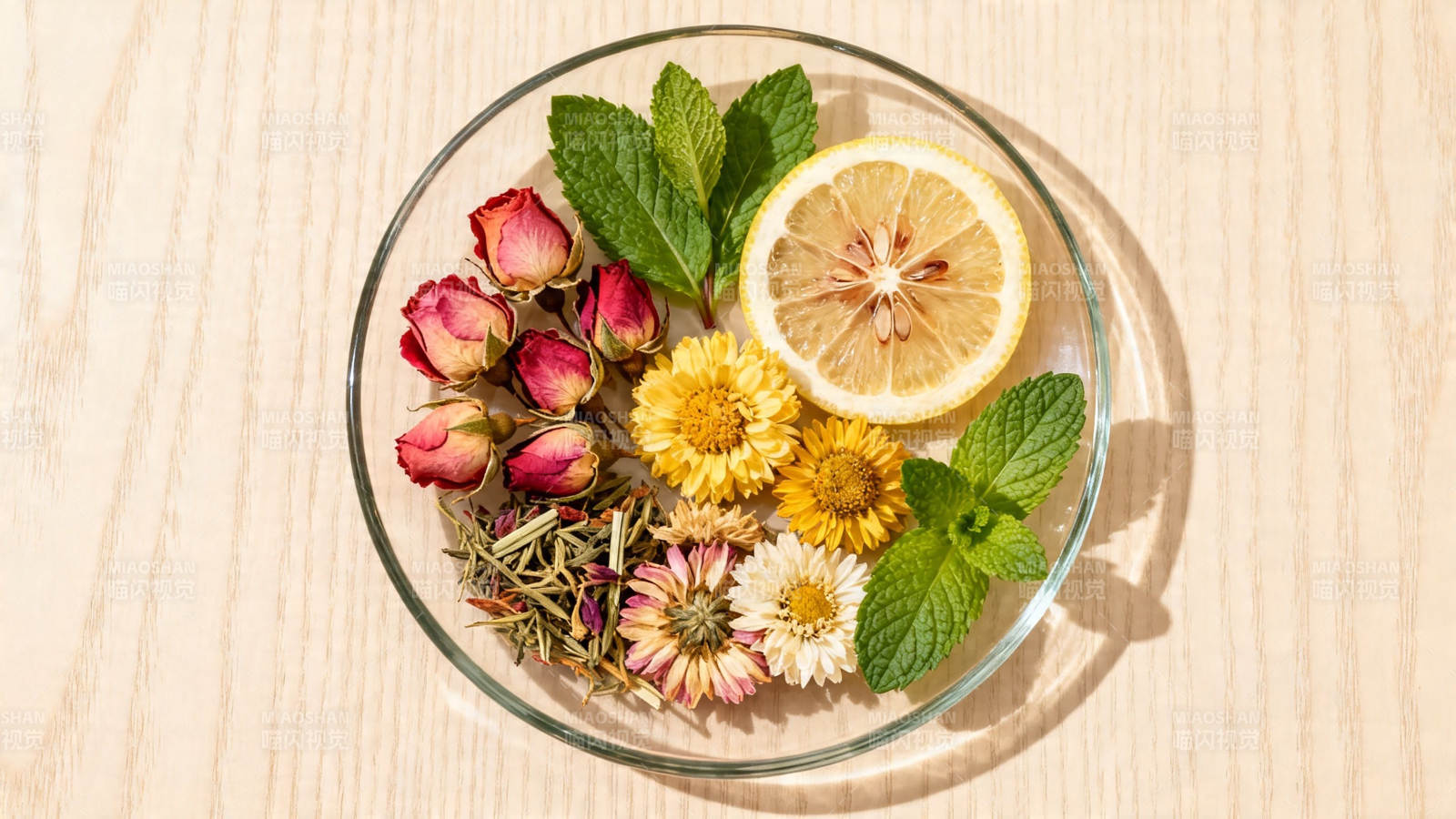 花草茶原料 柠檬薄荷玫瑰菊图片