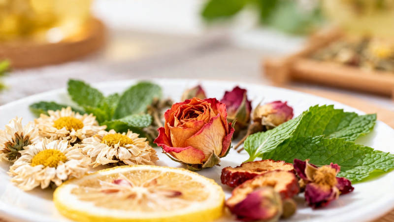 花草茶原料 玫瑰柠檬薄荷菊图片