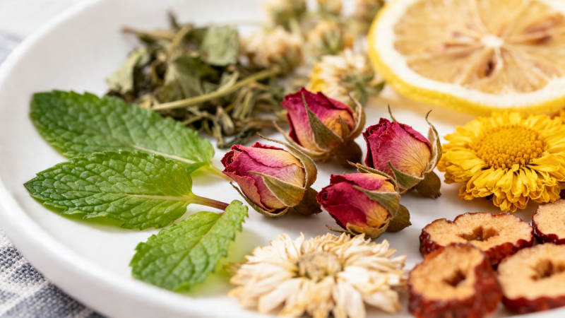 花草茶原料拼盘图片