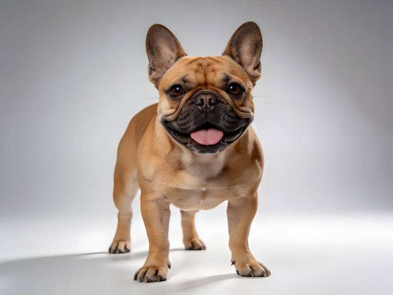 法斗萌犬吐舌卖萌照图片