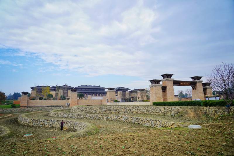 古风建筑群落全景图图片