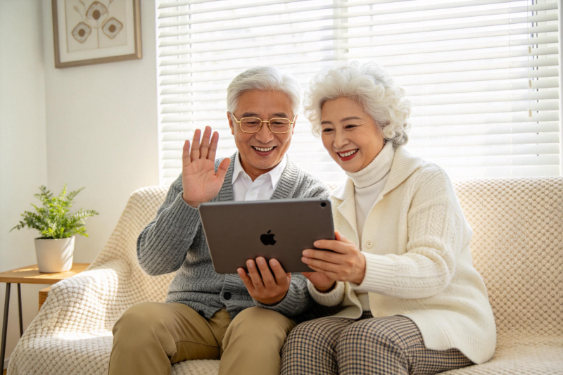 银发族视频通话乐融融图片