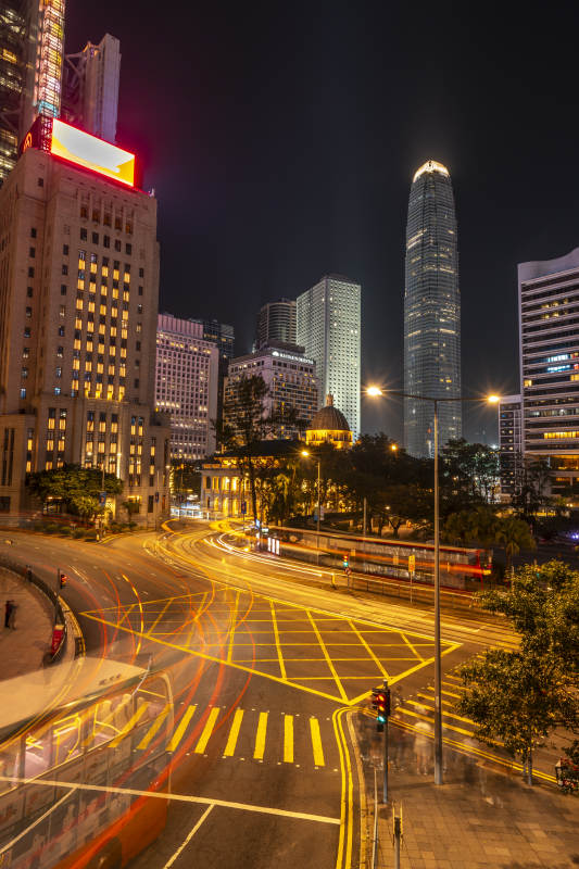 香港夜景 车流光影耀都市图片