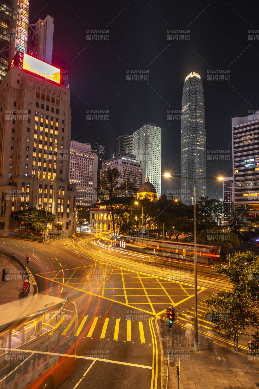 香港夜景 车流光影耀都市图片