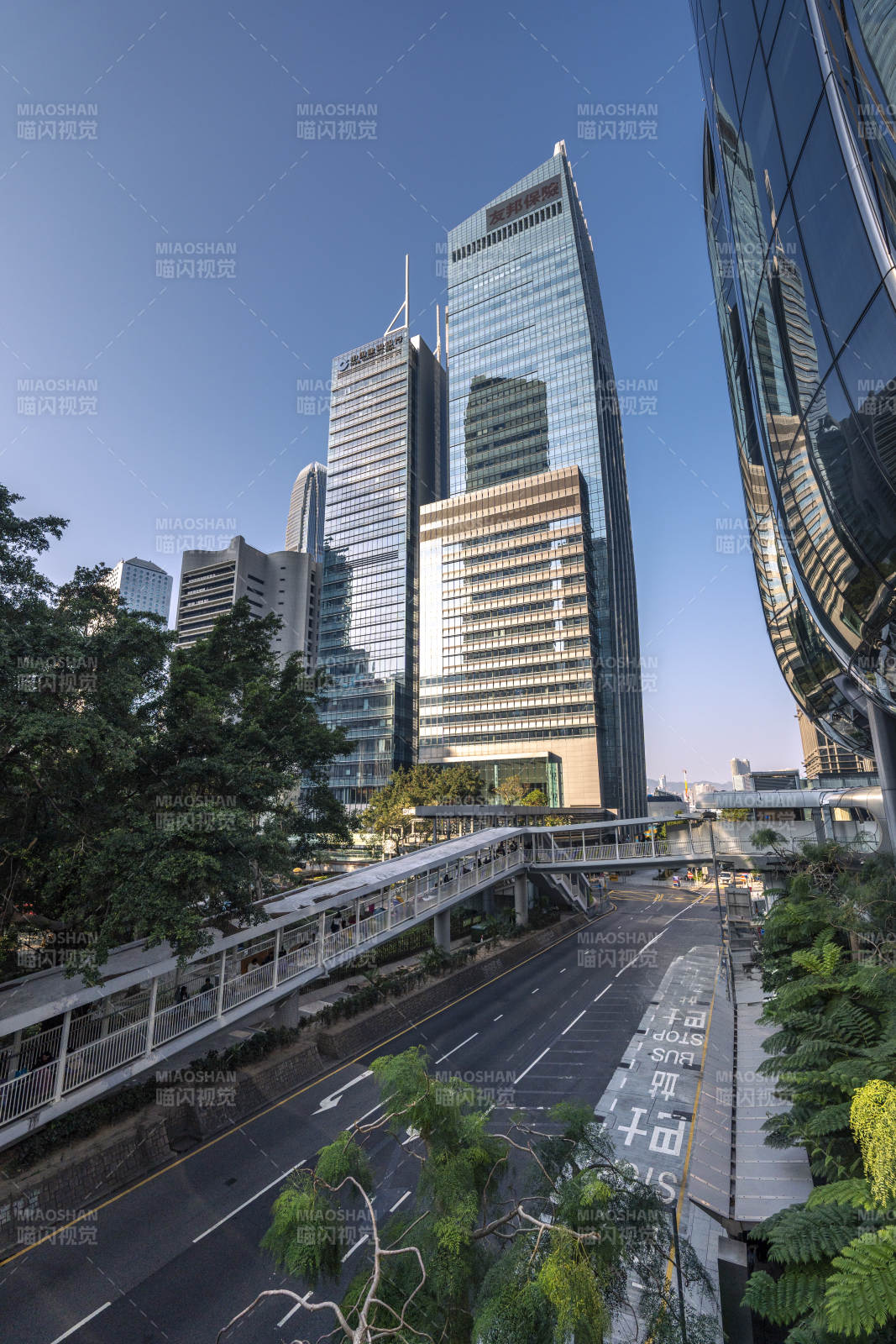 现代都市高楼与天桥景观图片