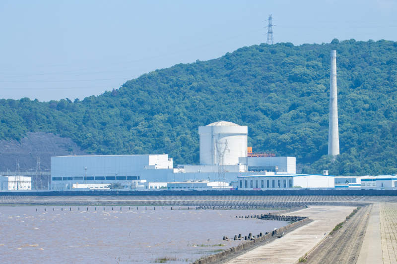 核电站临海而建 青山环绕图片