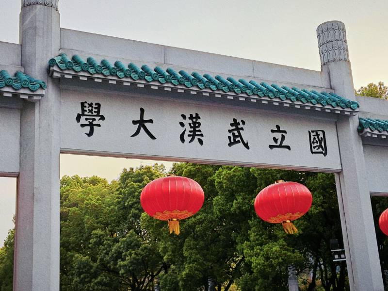 武大校门红灯笼迎客图片