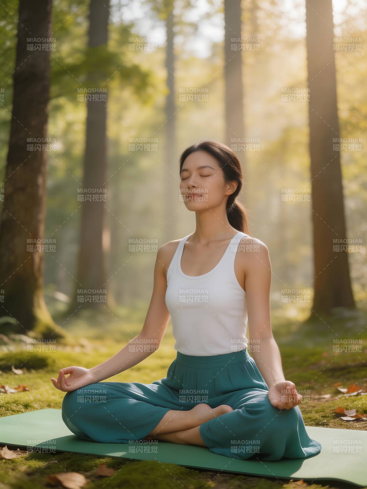 林间静坐 心随自然图片