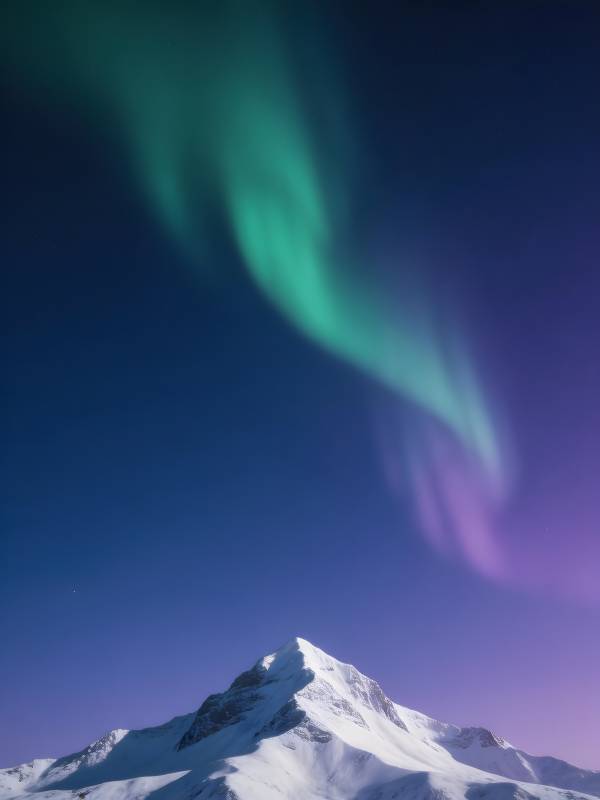 极光舞雪山 夜空幻彩梦图片
