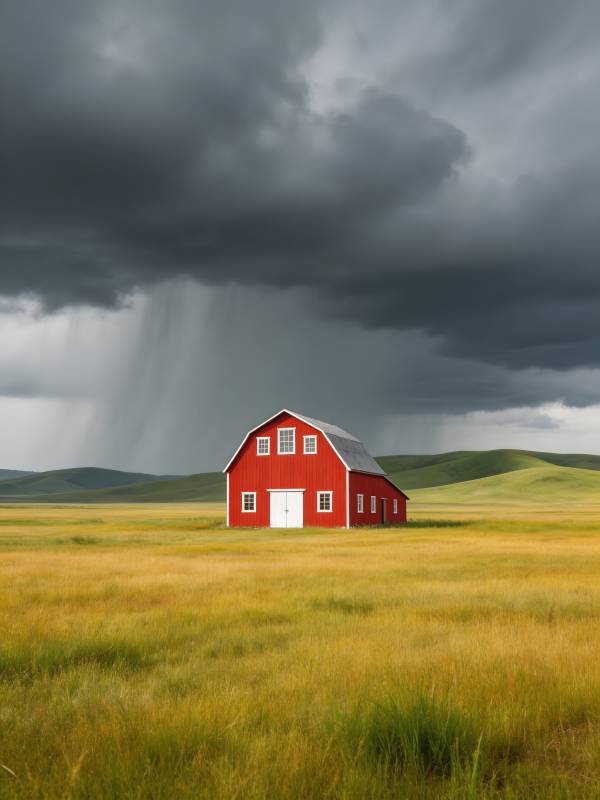 风雨欲来 红 barn 独守田野图片