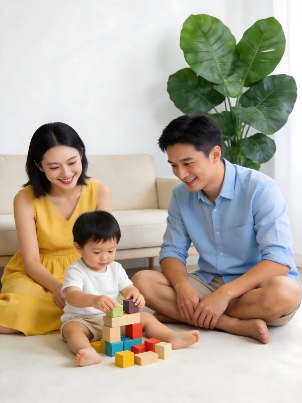 温馨家庭玩积木时光图片