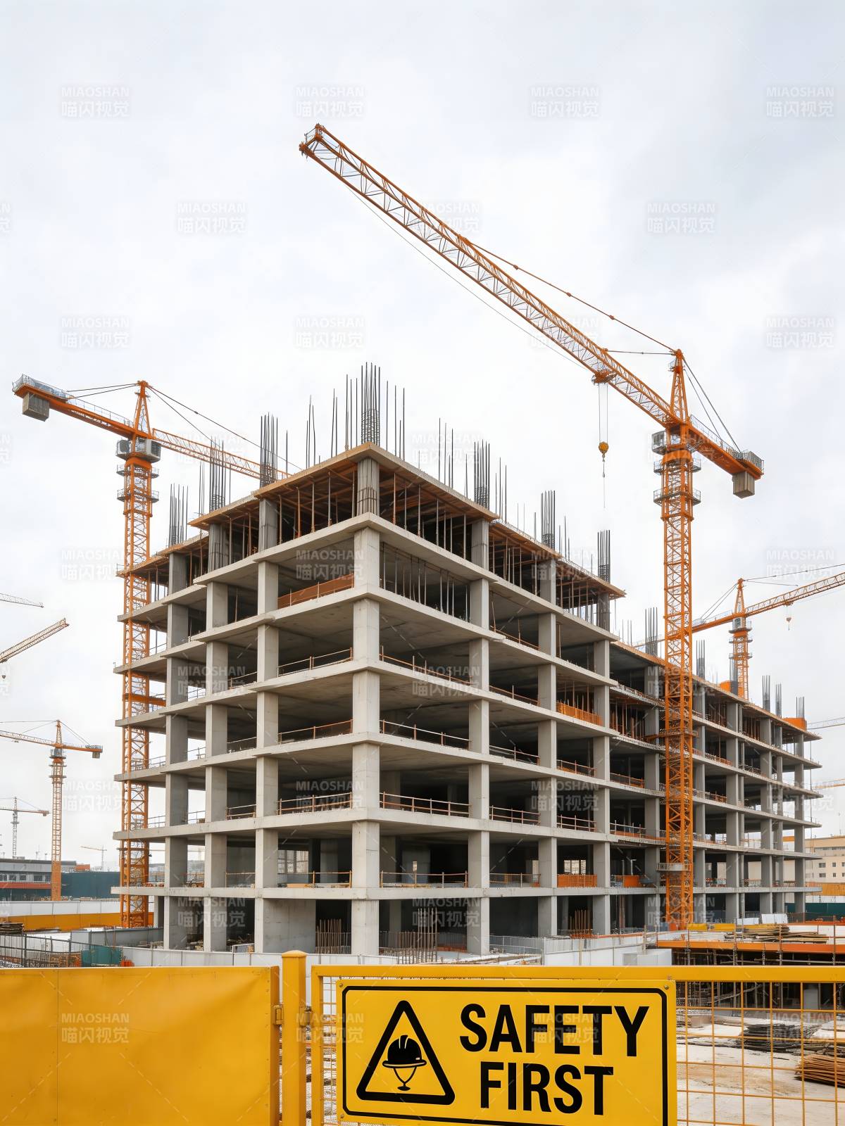 工地安全至上 塔吊林立建高楼图片