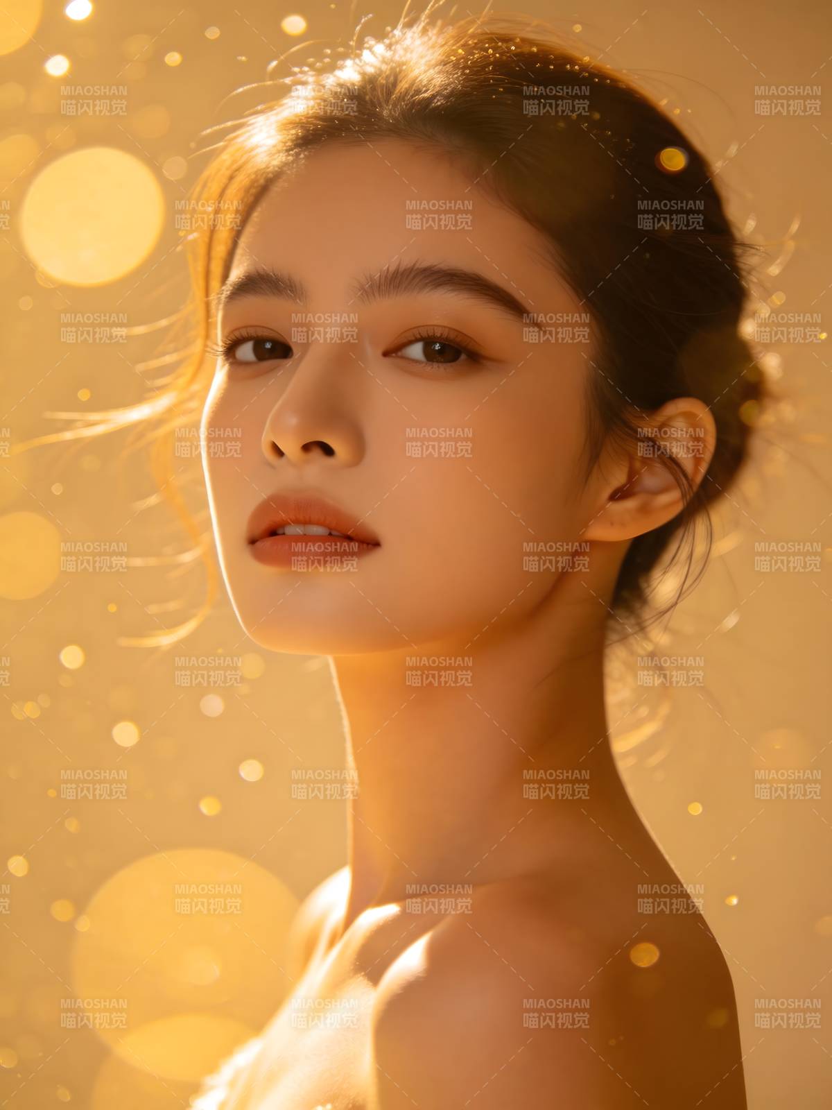 金光环绕 女神侧颜如诗图片