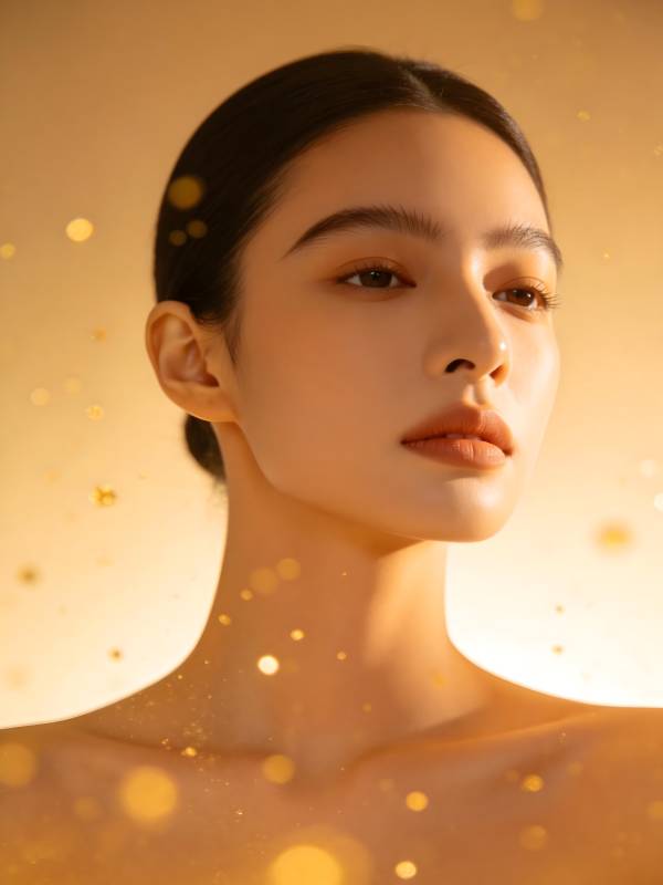 金光环绕 女神侧颜特写图片