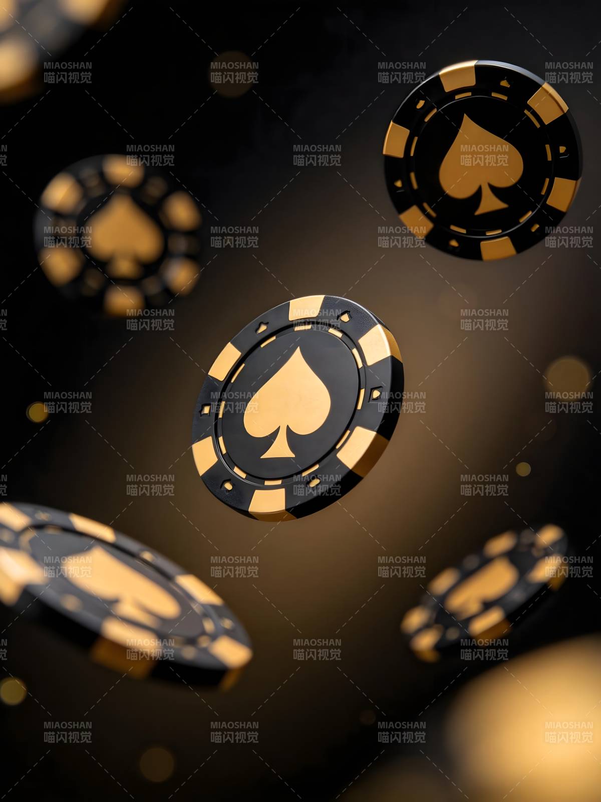 黑金筹码飞舞中图片