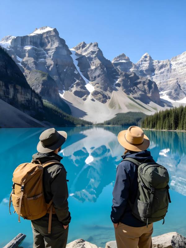 湖光山色 双人静赏美景图片