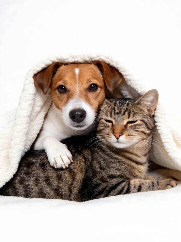 猫狗同被窝 温馨又可爱图片